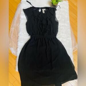 Emma & Michele Black Ruffle Front Sleeveless Dress